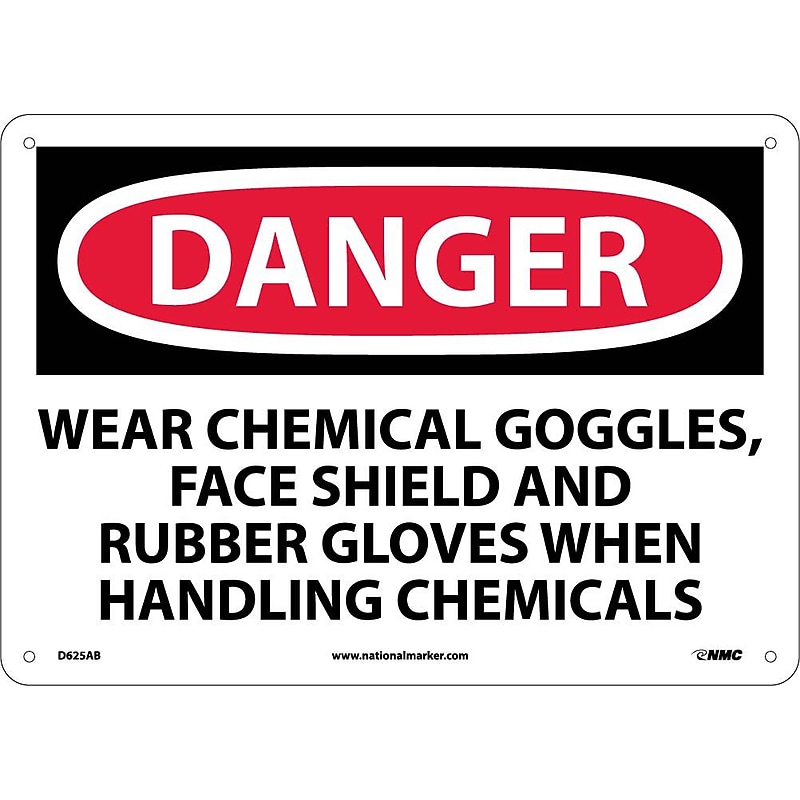 Danger, Wear Chemical Goggles, Face Shield And Rubber Gloves When Handling Chemicals (D625AB) image 1