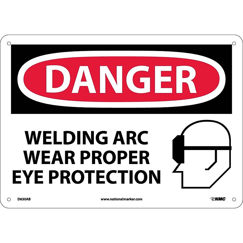 Danger Signs; Welding Arc Wear Proper Eye Protection, Graphic, 10X14, .040 Aluminum image 1