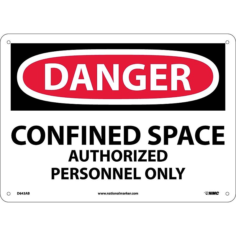 Confined Space Authorized Personnel Only, 10X14, .040 Aluminum, Danger Sign image 1
