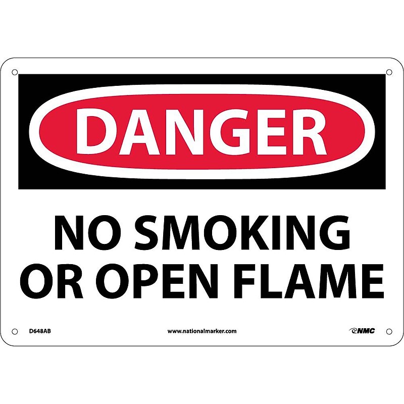 No Smoking Or Open Flame, 10X14, .040 Aluminum, Danger Sign image 1