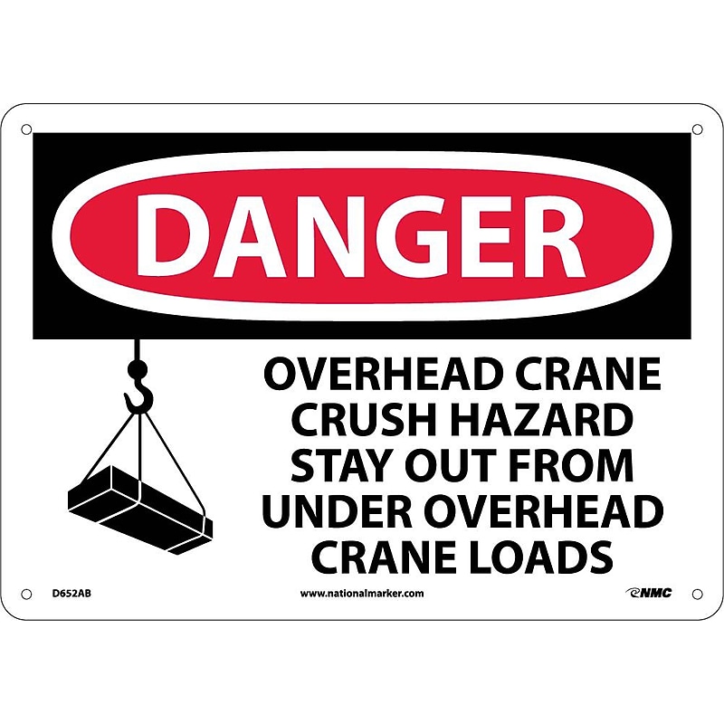 Danger, Overhead Crane Crush Hazard Stay Out From Under Overhead Crane Loads (Graphic) (D652AB) image 1