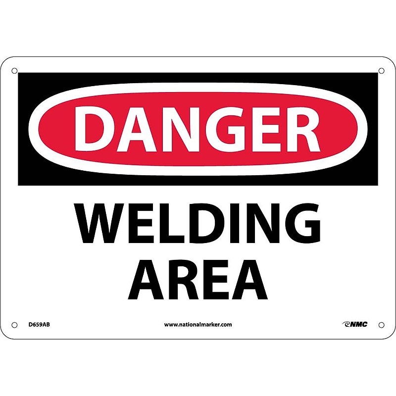 Welding Area, 10X14, .040 Aluminum, Danger Sign image 1