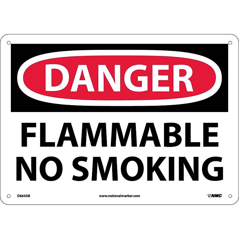 Flammable No Smoking, 10X14, .040 Aluminum, Danger Sign image 1