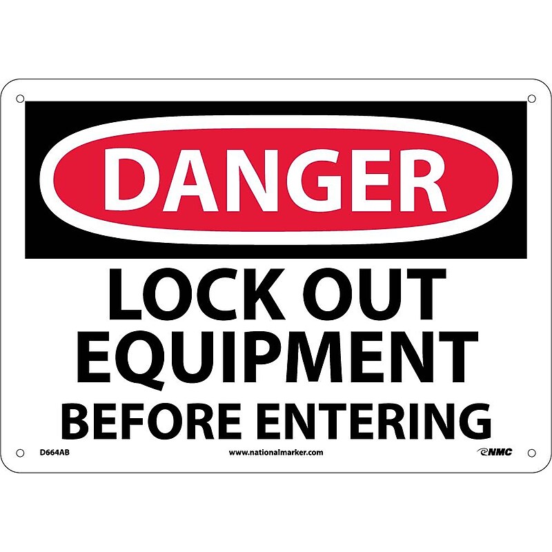 Danger Signs; Lock Out Equipment Before Entering, 10X14, .040 Aluminum image 1