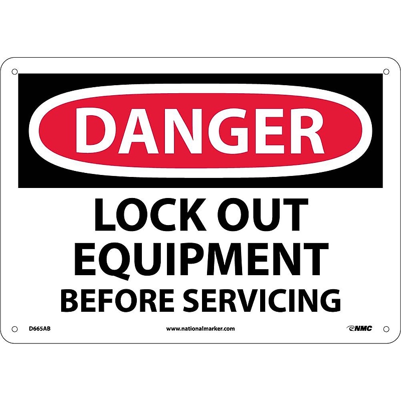 Danger Signs; Lock Out Equipment Before Servicing, 10X14, .040 Aluminum image 1