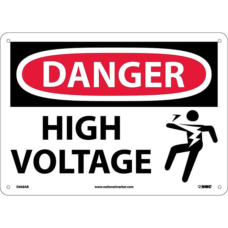 High Voltage (Graphic), 10X14, .040 Aluminum, Danger Sign image 1