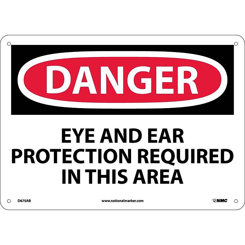 Eye And Ear Protection Required In This Area, 10X14, .040 Aluminum, Danger Sign image 1
