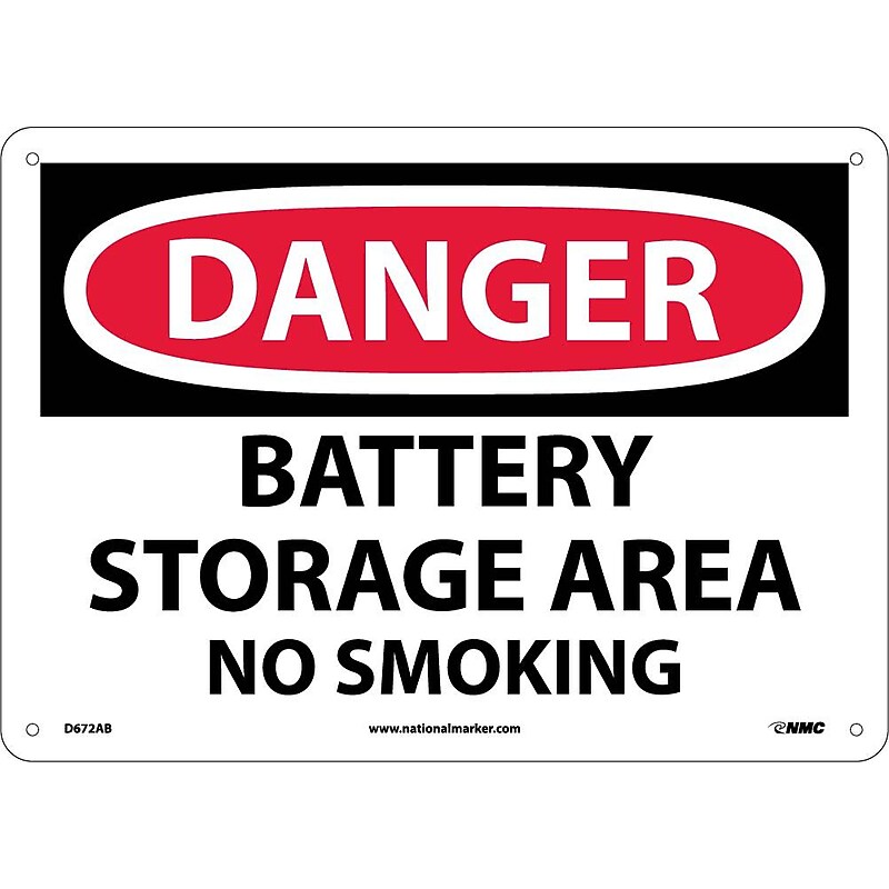 Danger Signs; Battery Storage Area No Smoking, 10X14, .040 Aluminum image 1