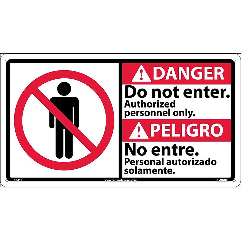 Do Not Enter Authorized Personnel Only (Bilingual W/Graphic), 10X18, Rigid Plastic, Danger Sign image 1