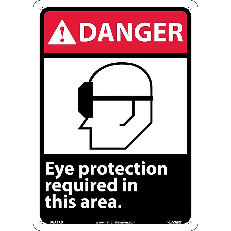 Danger Signs; Eye Protection Required In This Area (W/Graphic), 14X10, .040 Aluminum image 1