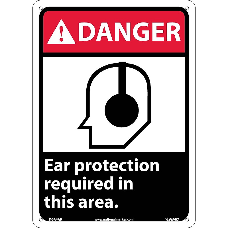 Ear Protection Required In This Area (W/Graphic), 14X10, .040 Aluminum, Danger Sign image 1