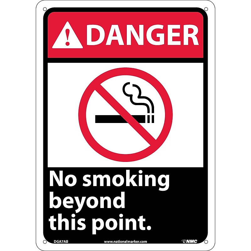 Danger Signs; No Smoking Beyond This Point (W/Graphic), 14X10, .040 Aluminum image 1