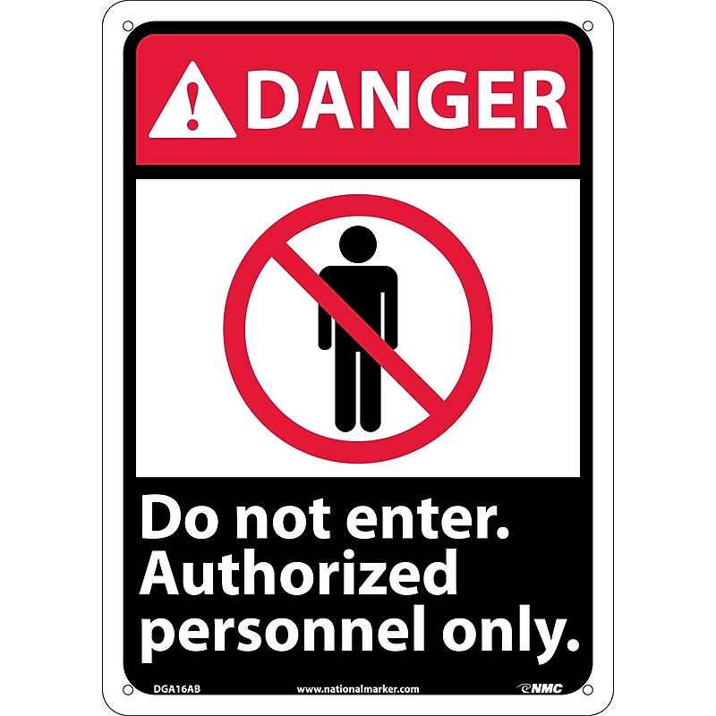 Do Not Enter Authorized Personnel Only (W/Graphic), 14X10, .040 Aluminum, Danger Sign image 1