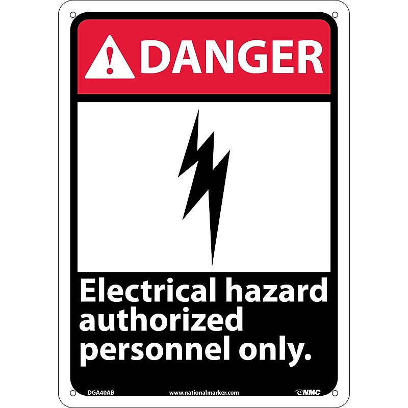 Electrical Hazard Authorized Personnel Only, 14X10, .040 Aluminum, Danger Sign image 1