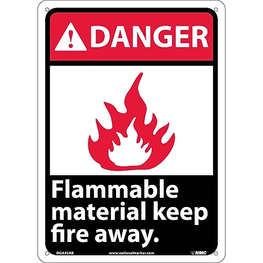 Danger Signs; Flammable Material Keep Fire Away, 14X10, .040 Aluminum