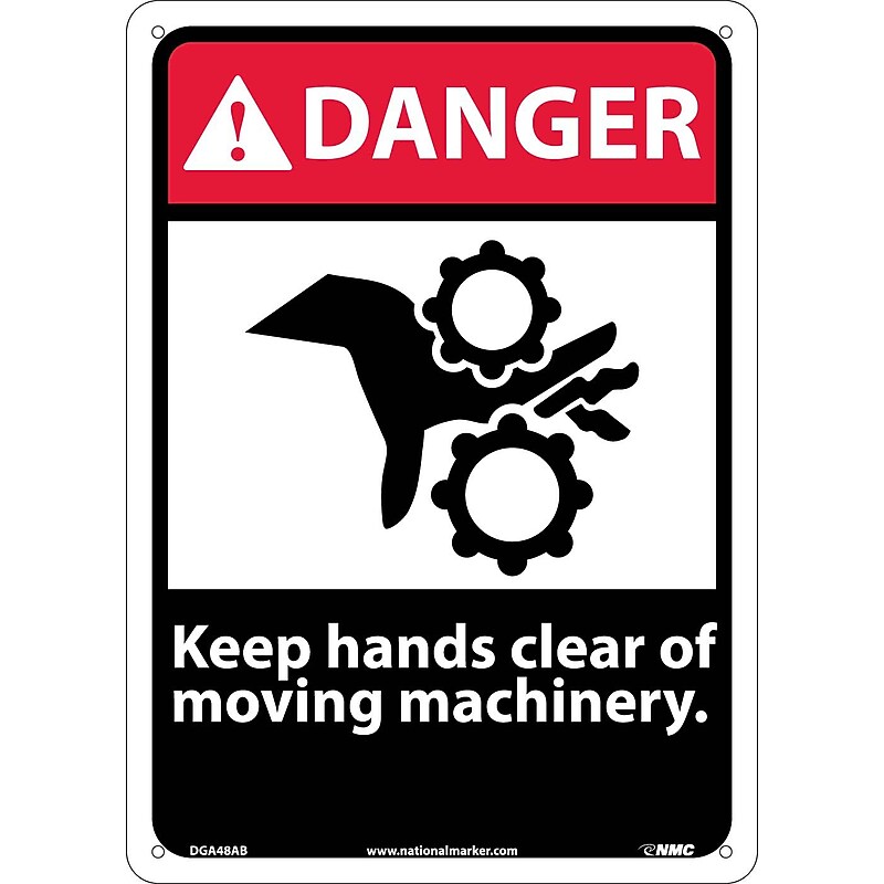 Keep Hands Clear Of Moving Machinery, 14X10, .040 Aluminum, Danger Sign image 1