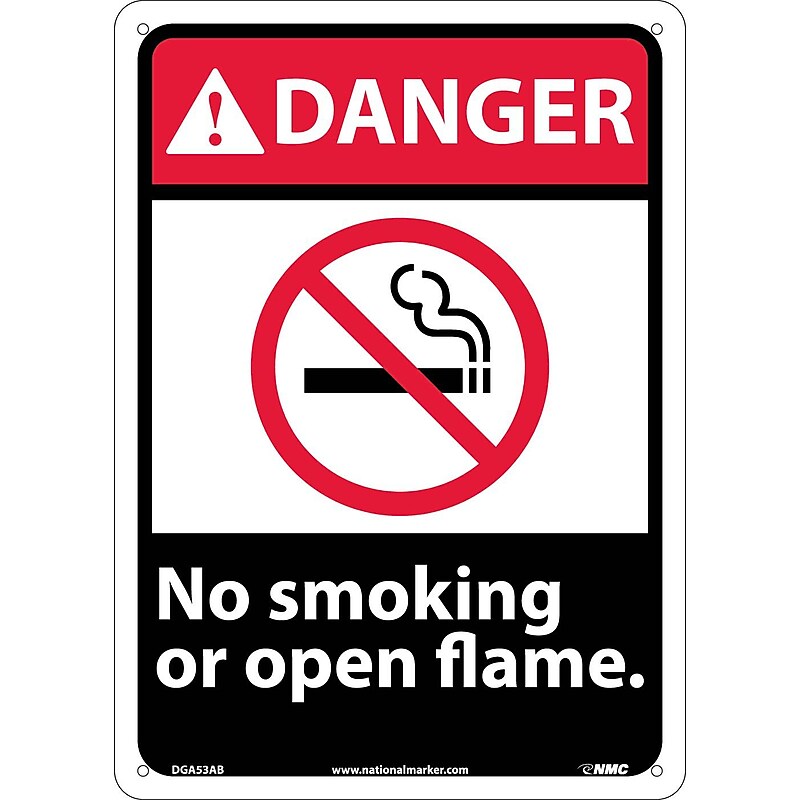 No Smoking Or Open Flame, 14X10, .040 Aluminum, Danger Sign image 1