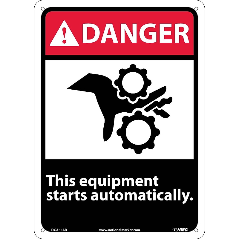 Danger Signs; This Equipment Starts Automatically, 14X10, .040 Aluminum image 1