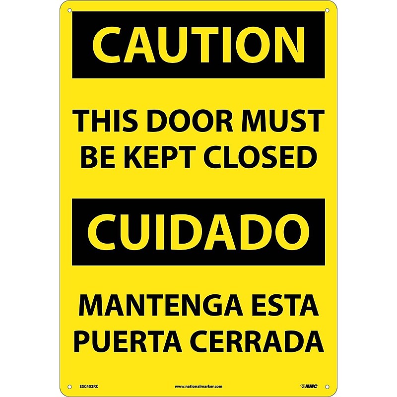 Caution Signs; This Door Must Be Kept Closed (Bilingual), 20X14, Rigid Plastic image 1