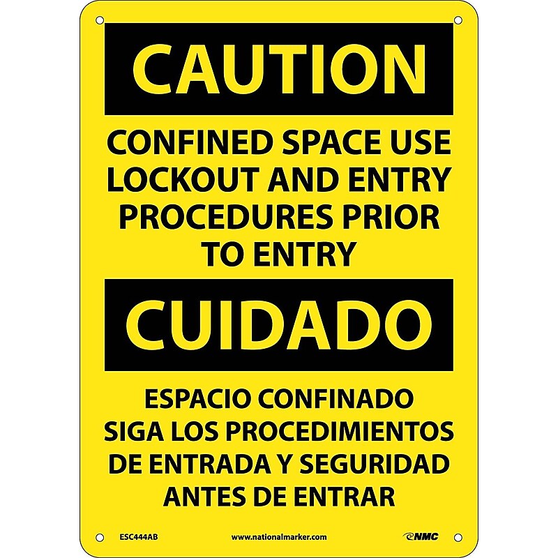 Caution, Confined Space Use Lockout And Entry Procedures Prior To Entry Bilingual (ESC444AB), Caution Sign image 1