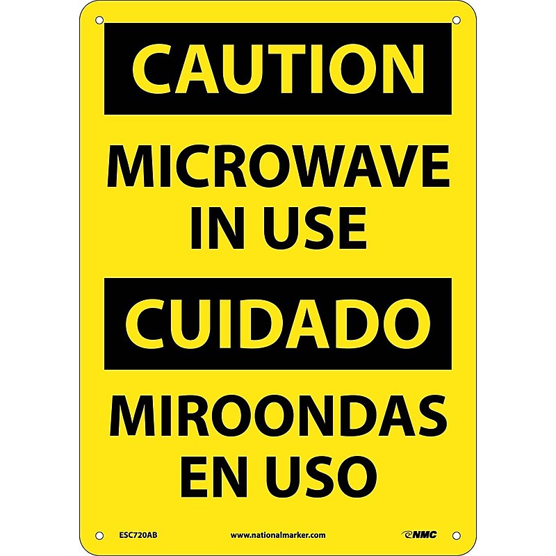 Caution Signs; Microwave In Use, Bilingual, 14X10, .040 Aluminum image 1