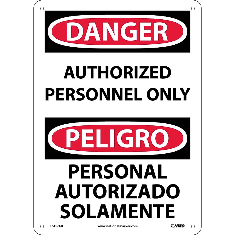 Authorized Personnel Only Bilingual, 14X10, .040 Aluminum, Danger Sign image 1