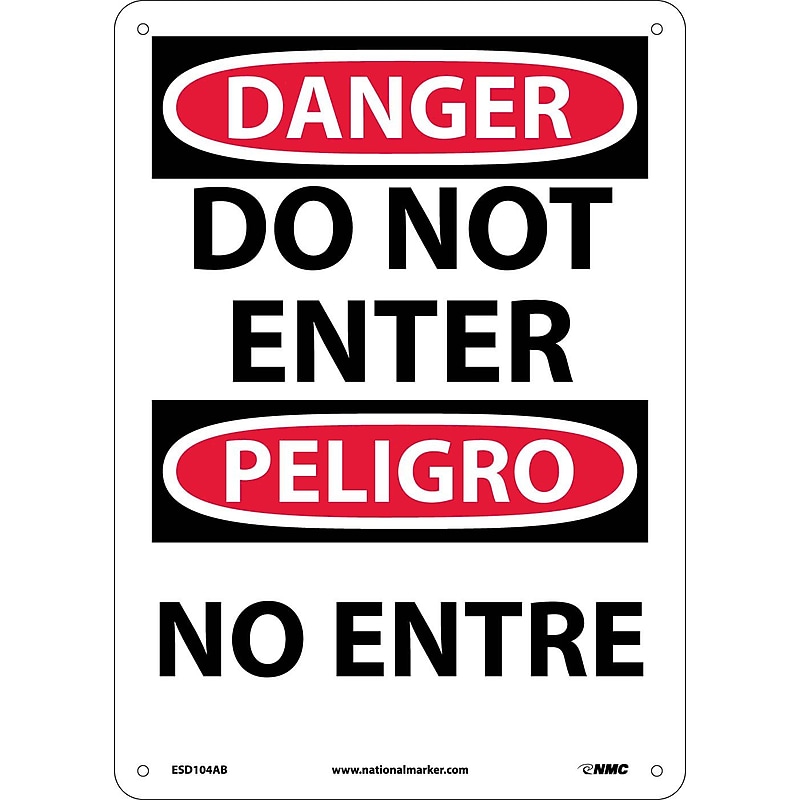 Do Not Enter Bilingual, 14X10, .040 Aluminum, Danger Sign image 1