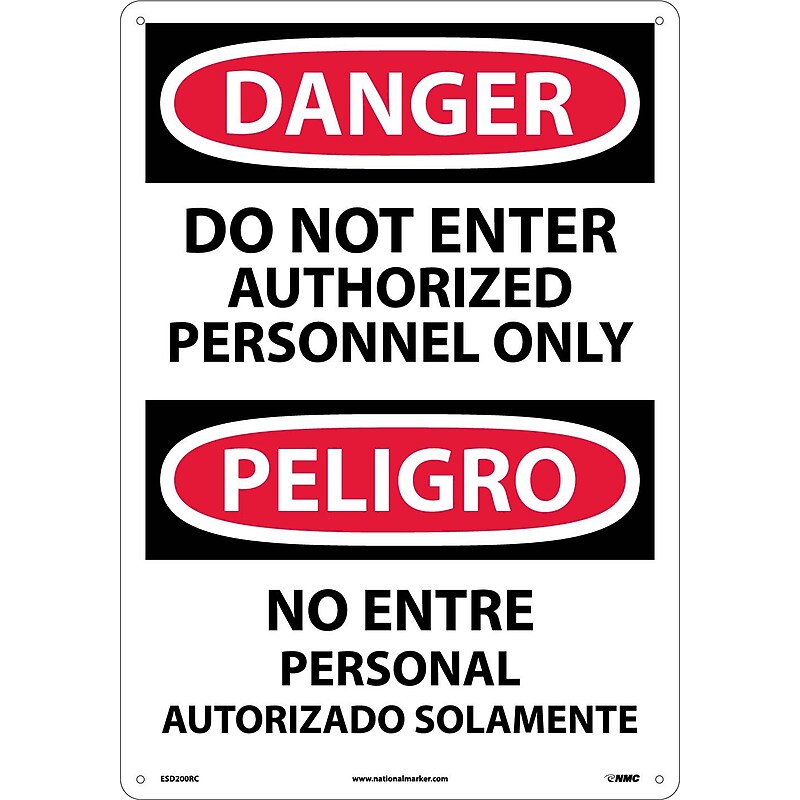 Do Not Enter Authorized Personnel Only (Bilingual), 20X14, Rigid Plastic, Danger Sign image 1