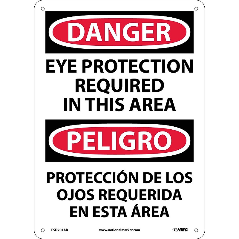 Danger Signs; Eye Protection In This Area Bilingual, 14X10, .040 Aluminum image 1