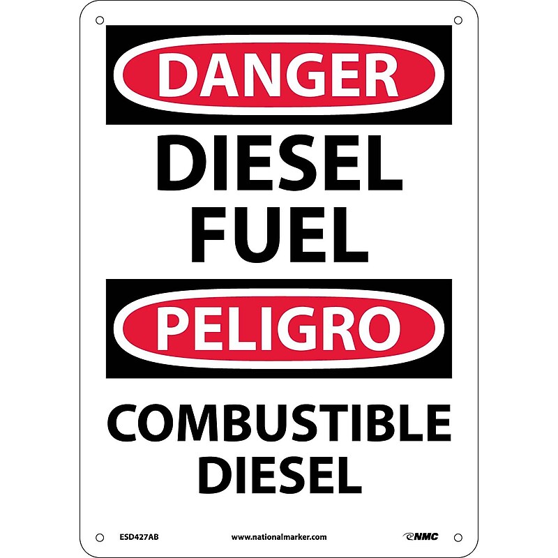 Diesel Fuel Bilingual, 14X10, .040 Aluminum, Danger Sign image 1