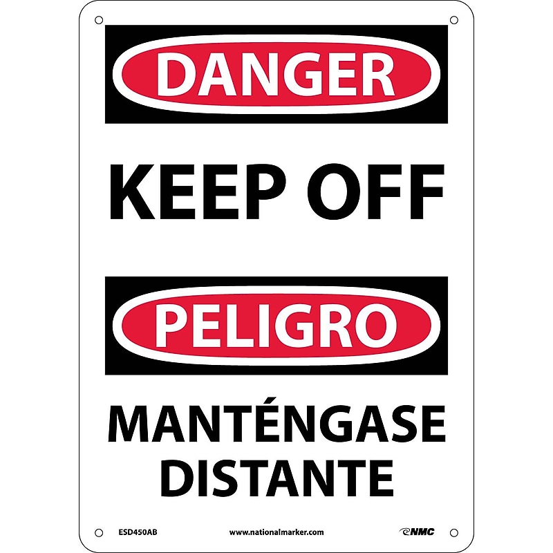 Keep Off Bilingual, 14X10, .040 Aluminum, Danger Sign image 1
