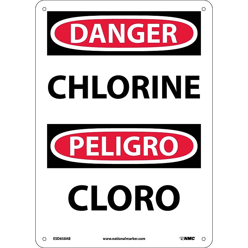 Danger Signs; Chlorine, Bilingual, 14X10, .040 Aluminum image 1