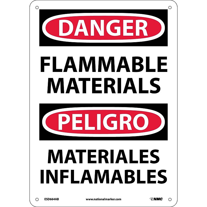 Danger Signs; Flammable Materials, Bilingual, 14X10, .040 Aluminum image 1