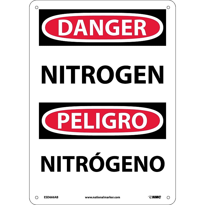 Nitrogen, Bilingual, 14X10, .040 Aluminum, Danger Sign image 1