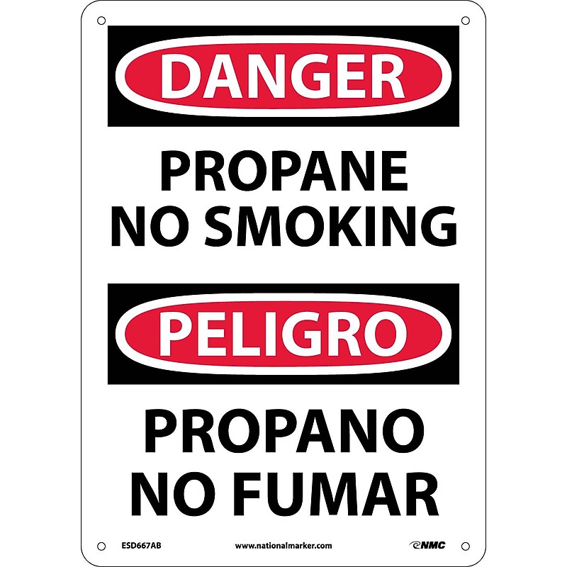 Danger Signs; Propane No Smoking, Bilingual, 14X10, .040 Aluminum image 1