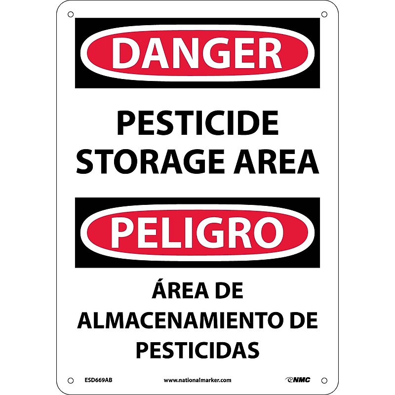 Danger Signs; Pesticide Storage Area, Bilingual, 14X10, .040 Aluminum image 1