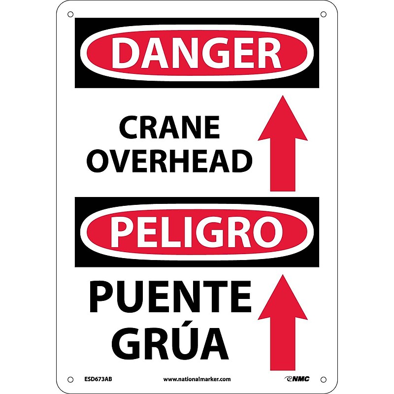 Danger Signs; Crane Overhead (Graphic) Bilingual, 14X10, .040 Aluminum image 1