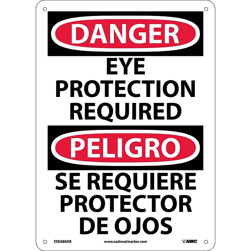 Danger Signs; Eye Protection Required, Bilingual, 14X10, .040 Aluminum image 1
