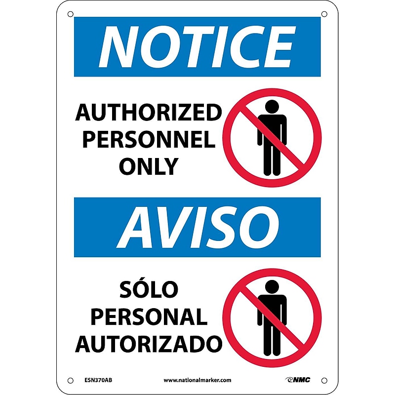 Authorized Personnel Only, Bilingual, (W/Graphic), 14X10, .040 Aluminum, Notice Sign image 1
