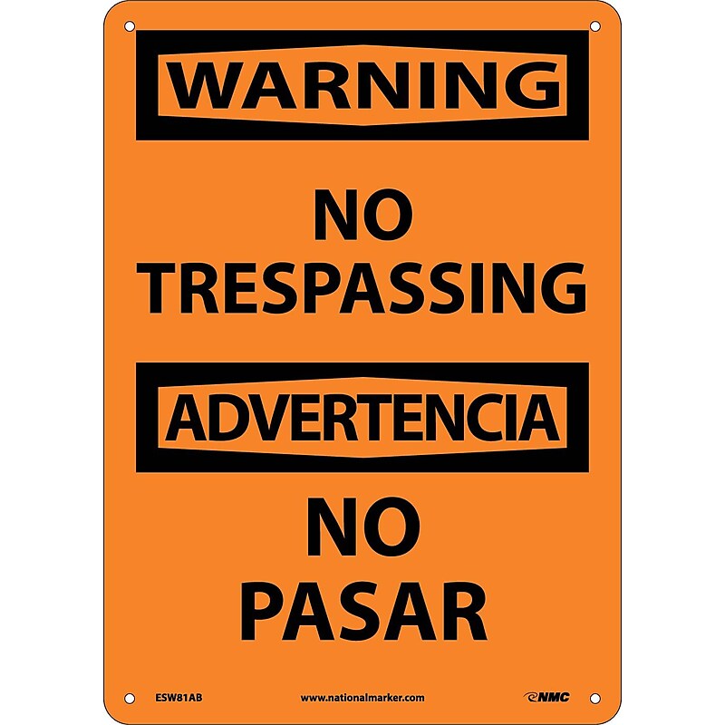 No Trespassing Bilingual, 14X10, .040 Aluminum, Warning Sign image 1