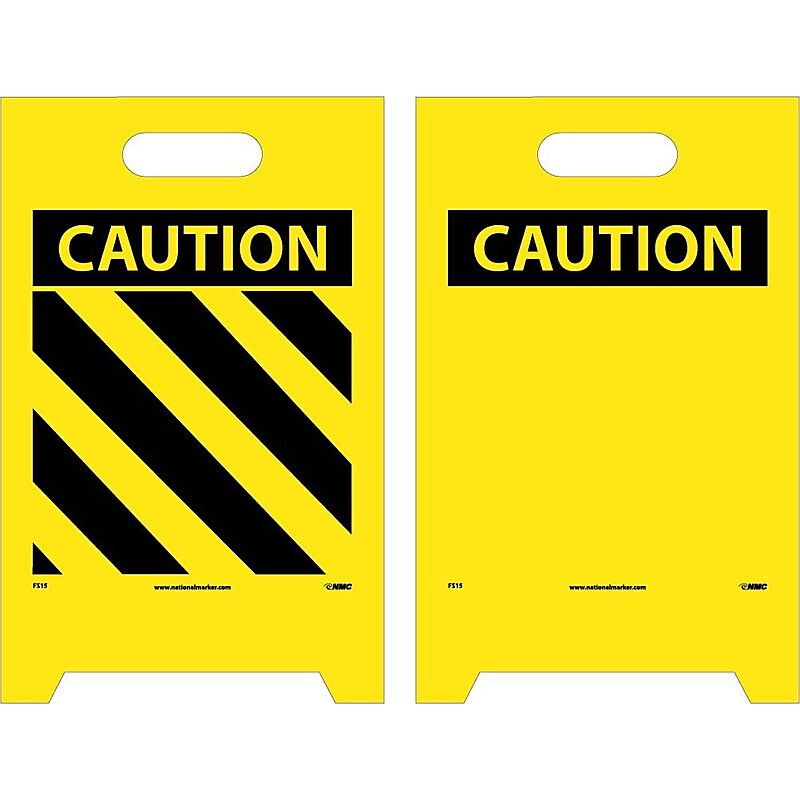 Floor Signs; Dbl Side, Caution (Hazard Stripe) Caution (Blank), 20X12 image 1