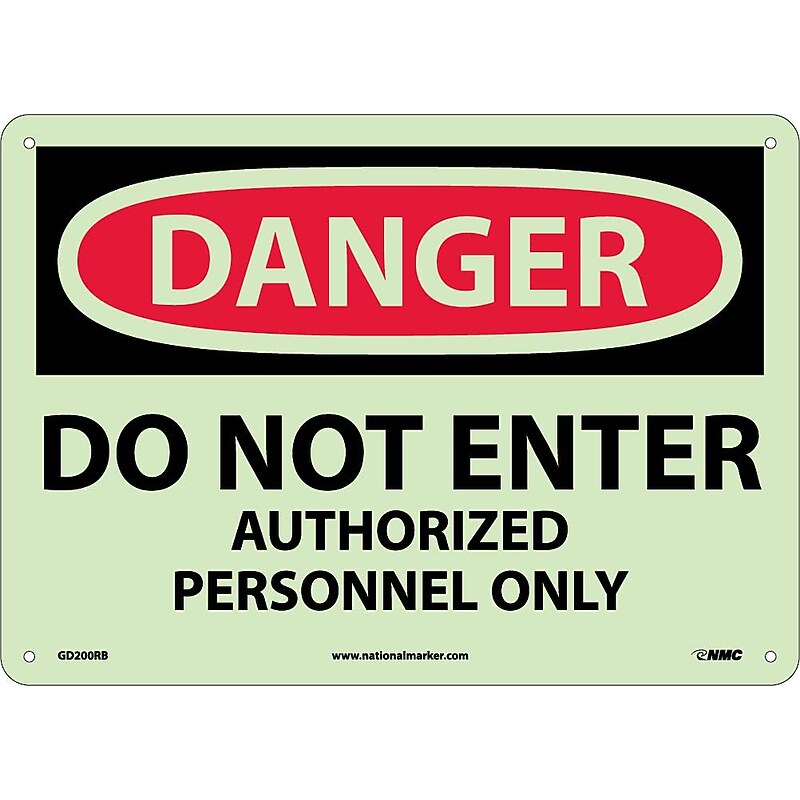 Danger Signs; Do Not Enter Authorized Personnel Only, 10X14, Rigid Plasticglow image 1