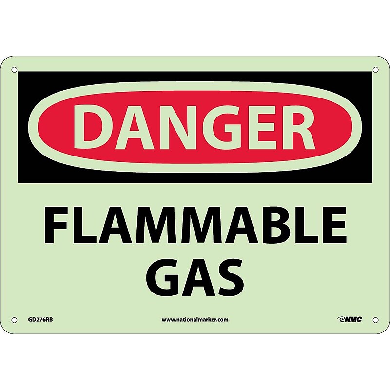 Danger Signs; Flammable Gas, 10X14, Rigid Plasticglow image 1