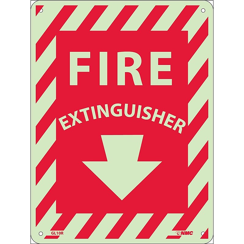 Notice Signs; Fire Extinguisher, 12X9, Glow Rigid image 1