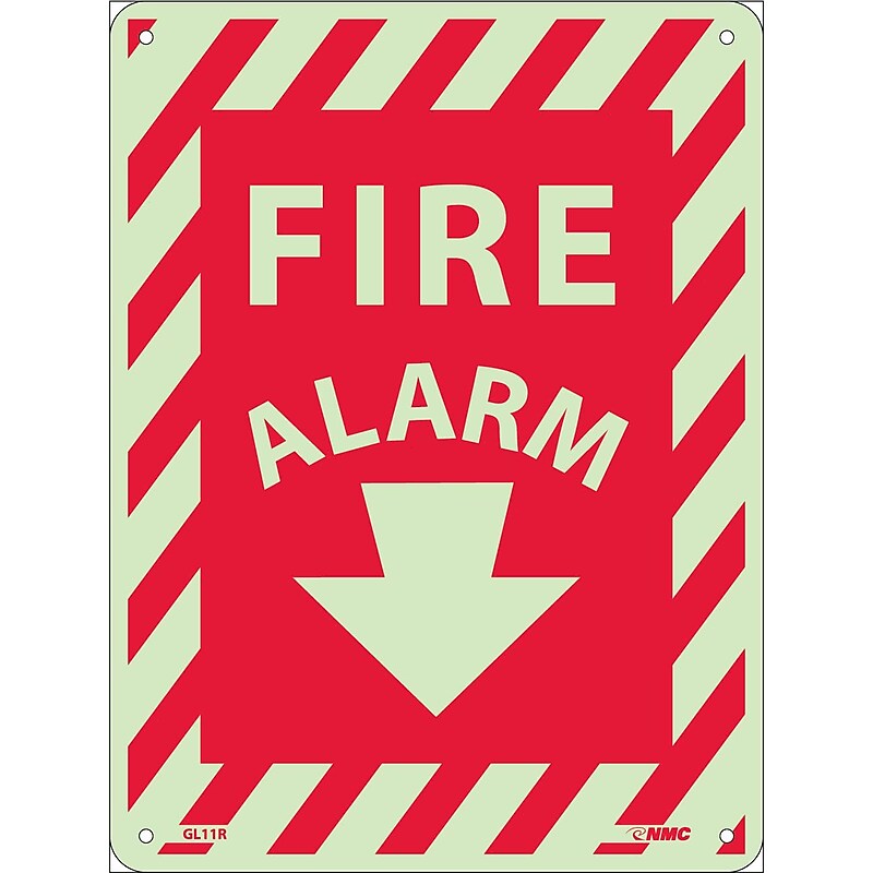 Notice Signs; Fire Alarm, 12X9, Glow Rigid image 1