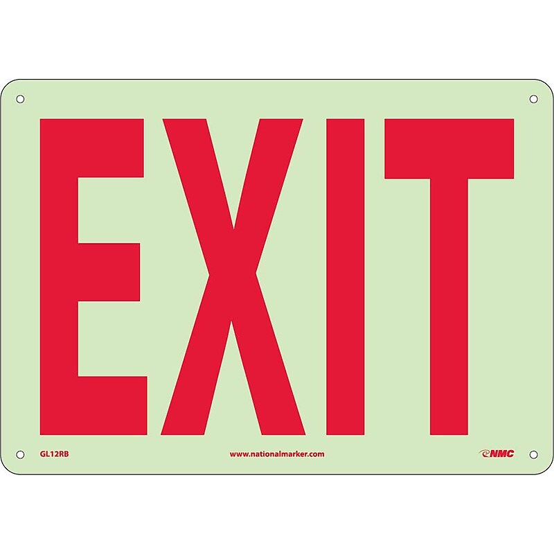 Information Signs; Exit, 10X14, Glow Rigid Plastic image 1