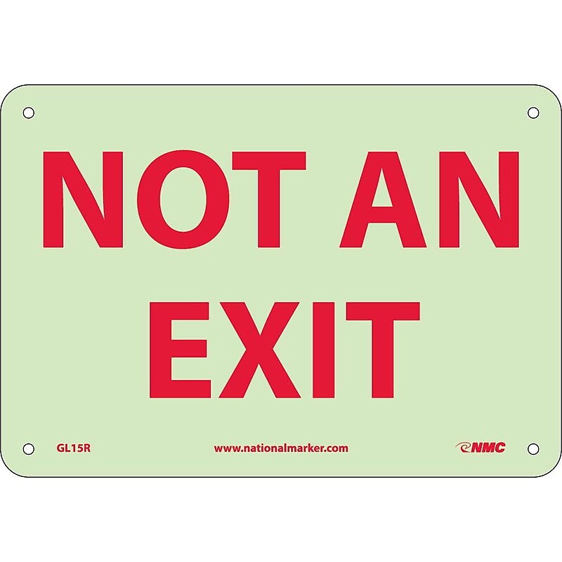 Notice Signs; Not An Exit, 7X10, Glow Rigid image 1
