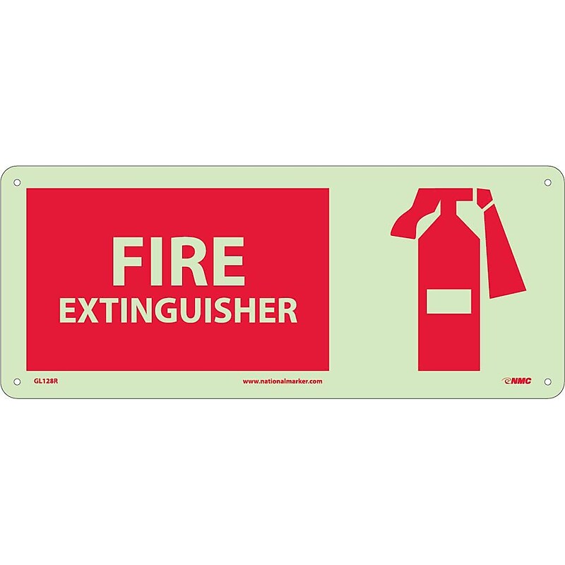 Notice Signs; Fire, Fire Extinguisher, Graphic, 7X17, Rigid Plasticglow image 1