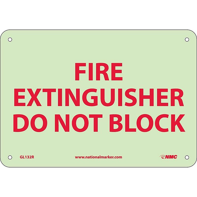 Notice Signs; Fire, Fire Extinguisher Do Not Block, 7X10, Rigid Plasticglow image 1