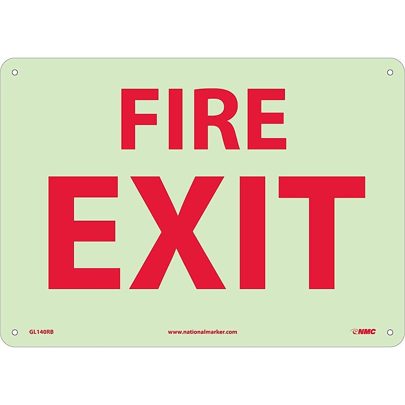 Notice Signs; Fire, Fire Exit, 10X14, Rigid Plasticglow image 1